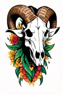 Sign ram skull tattoo design idea