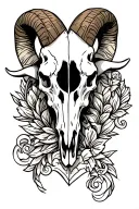 Sign ram skull tattoo design idea