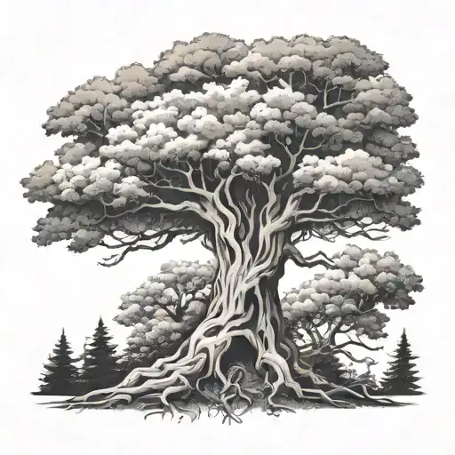 old growth tree tattoo design idea