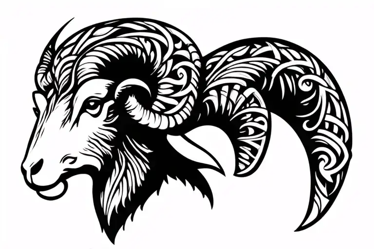 ram head tattoo ornate celtic style tattoo design idea