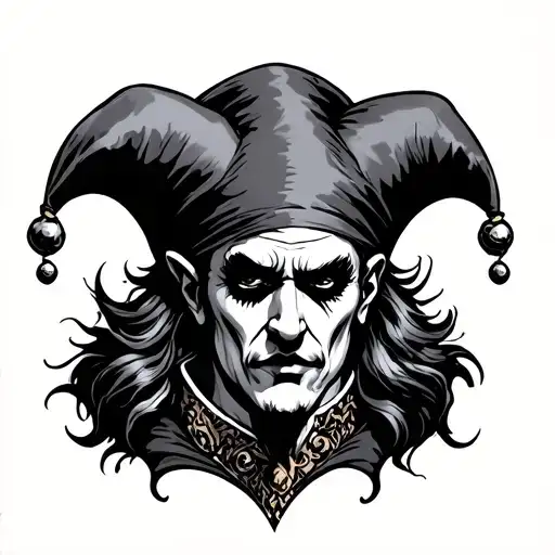 malicious court jester tattoo design idea