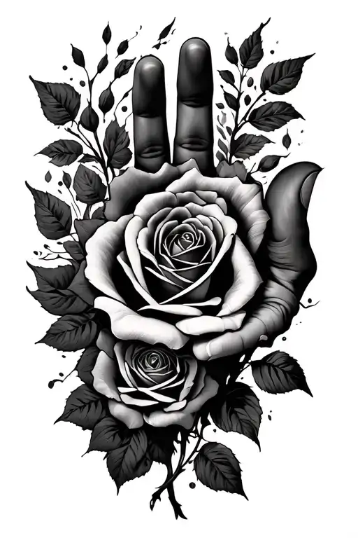 from finger tips to above elbow a vein design spread long the length, gothic roses in center of hand, eyes through arm tattoo design idea