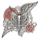 wings and Gayatri Mantra tattoo design idea