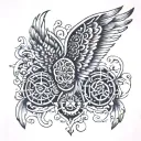 wings and Gayatri Mantra tattoo design idea