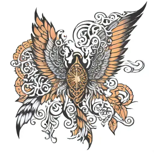 wings and Gayatri Mantra tattoo design idea
