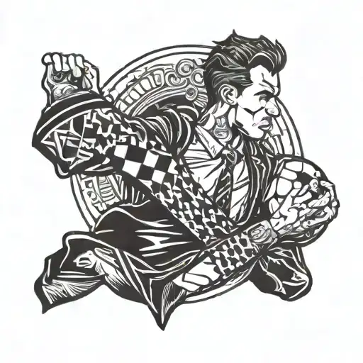 A business man plaing footbal club scarf tattoo design idea