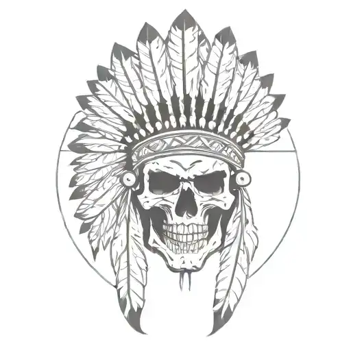 skull Indian chief tattoo design idea