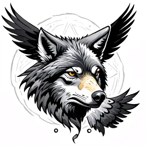 Wolf And Eagle tattoo design idea