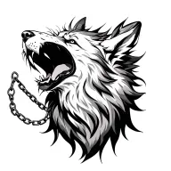 chained wolf howling tattoo design idea