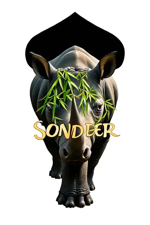 rhinoceros with the word sonder spelled out in bamboo tattoo design idea