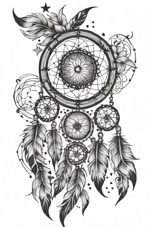 diamond in dream catcher made of stars aim tattoo design idea