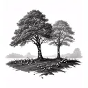 birch tree, Rowan tree and hawthorn tree growing tattoo design idea