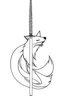 katana outlined by a fox of tattoo design idea