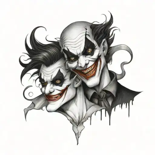 laugh now cry later mask joker tattoo design idea