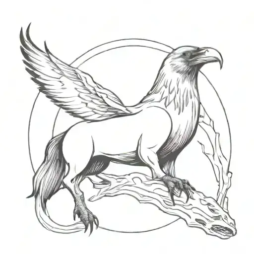 crow seated on bull skull tattoo design idea