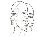 profile three faces overlapping to make tattoo design idea
