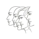 profile three faces overlapping to make tattoo design idea