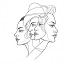 profile three faces overlapping to make tattoo design idea
