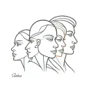 profile three faces overlapping to make tattoo design idea