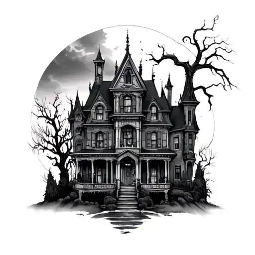 haunted mansion  tattoo design idea