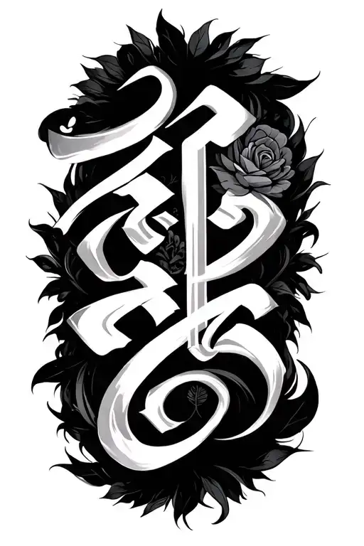 "Youthly" Hindi Calligraphy Combined tattoo design idea