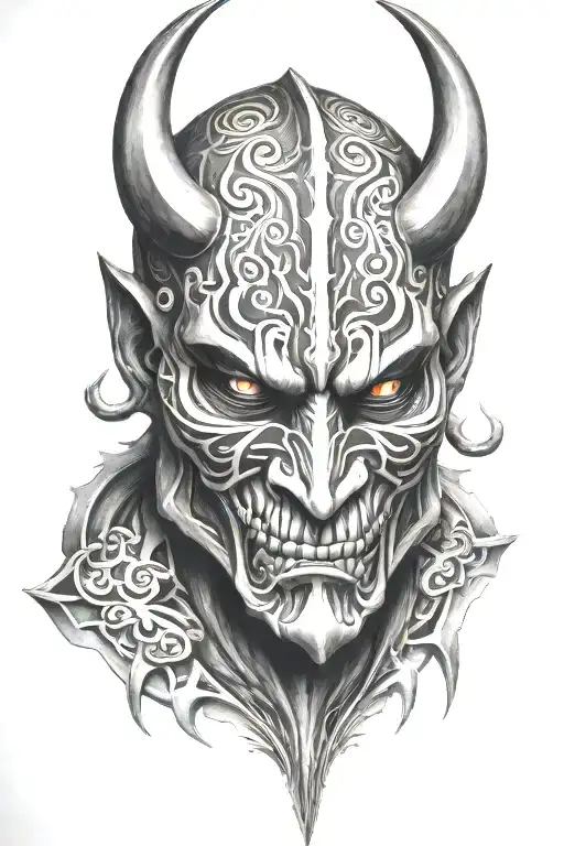 demon mask tattoo design idea