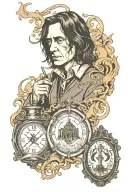 SEVERUS SNAPE CASTING SPELL, HOGWARTS UNDER ATTACK BY DEATH EATERS, HORCRUX LOCKET tattoo design idea