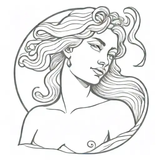 birth of venus greek goddes tattoo design idea