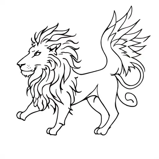 Phoenix and lion tattoo design idea