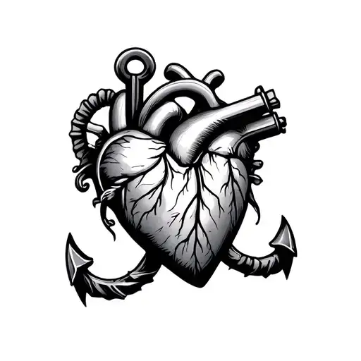 Gara organ donation heart anchor tattoo design idea