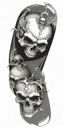 angel skull, devil skull, gritt, prison, cross, angel wings, rays tattoo design idea