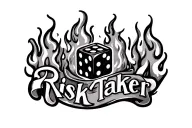 flames with dice inside and says risk taker tattoo design idea