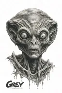 grey alien face tattoo design idea