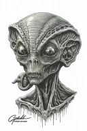 grey alien face tattoo design idea