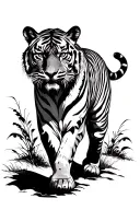tiger walking tattoo design idea