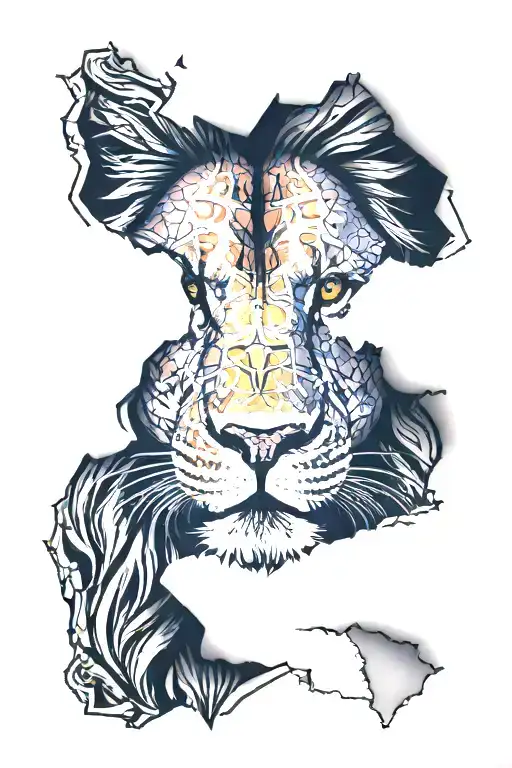Lion face tattoo design idea