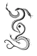yin and yang snake chasin dragon arm sleeve tattoo design idea