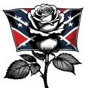 rose with a Confederate flag tattoo design idea