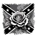 rose with a Confederate flag tattoo design idea