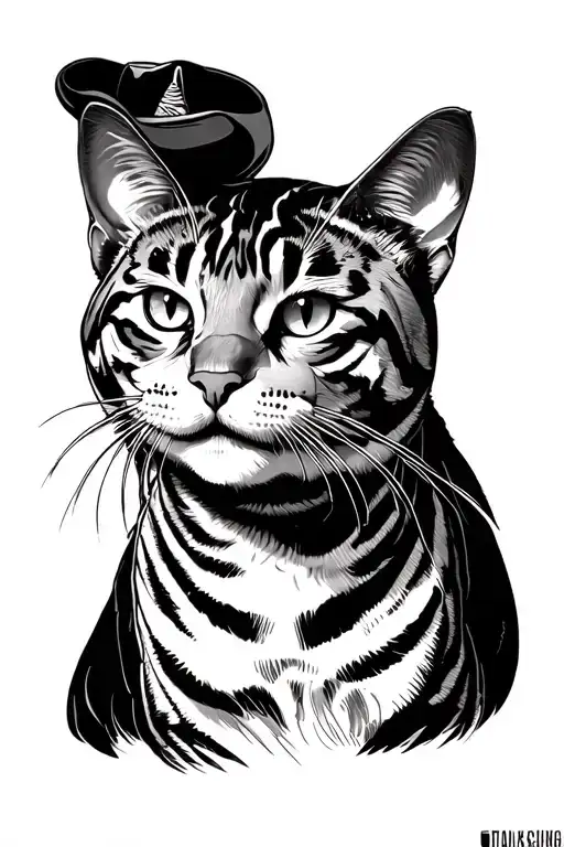 Tiger Striped Cat Cowboy Bebop tattoo design idea