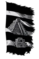 Mayan temple The temple belize flag intertwined tattoo design idea