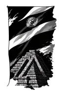 Mayan temple The temple belize flag intertwined tattoo design idea