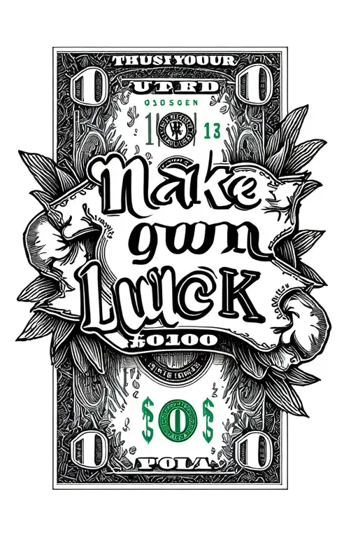 "Make your own luck" $100 bill tattoo design idea