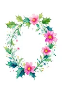 primrose, aster, holly flower intertwined tattoo design idea