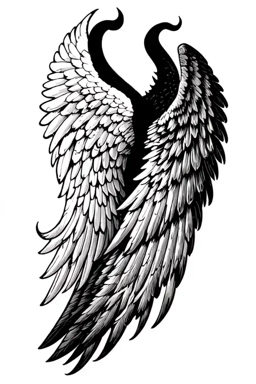 Evil nirvana angel wings tattoo design idea