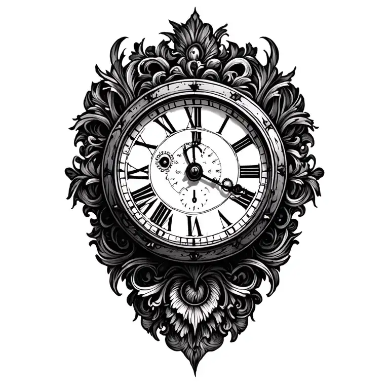 clock face tattoo design idea