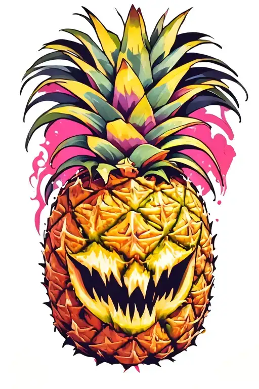 evil pineapple tattoo design idea