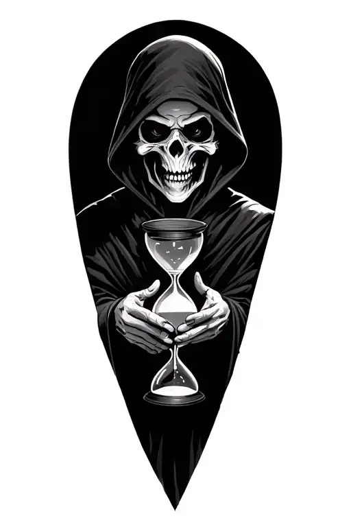 Grim Reaper Holding Hourglass tattoo design idea