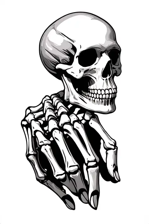 skeleton hand holding skull head tattoo tattoo design idea