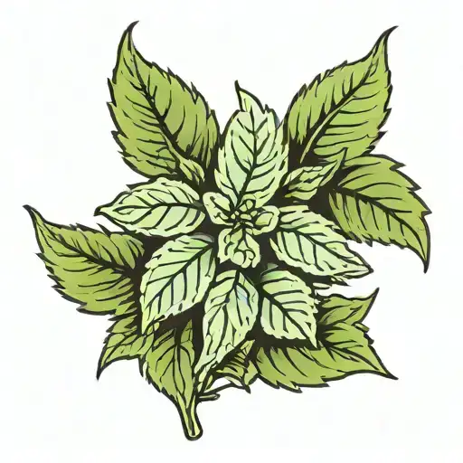 I want a scotch mint. Green leaves and a white mint with "scotch mint" written in cursive tattoo design idea